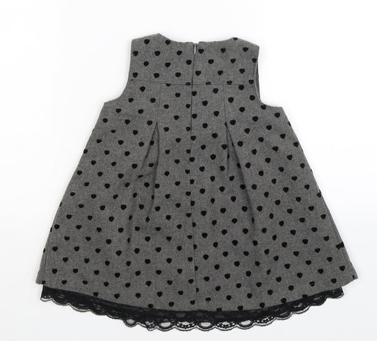 Dunnes Stores Girls Grey Polka Dot  Fit & Flare  Size 6-9 Months