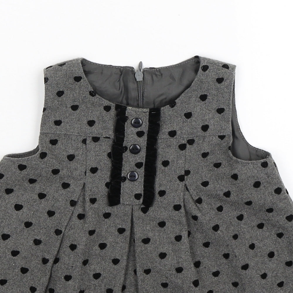 Dunnes Stores Girls Grey Polka Dot  Fit & Flare  Size 6-9 Months