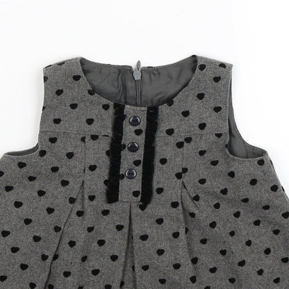Dunnes Stores Girls Grey Polka Dot  Fit & Flare  Size 6-9 Months