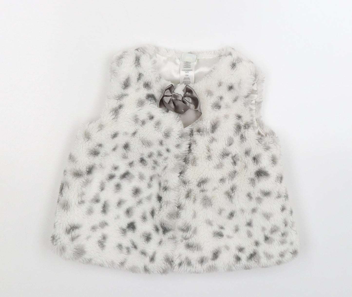 Little Me Baby White Animal Print  Gilet Jacket Size 12 Months