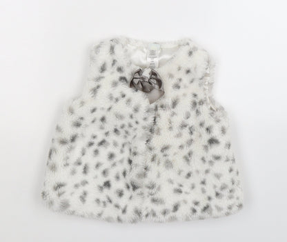 Little Me Baby White Animal Print  Gilet Jacket Size 12 Months