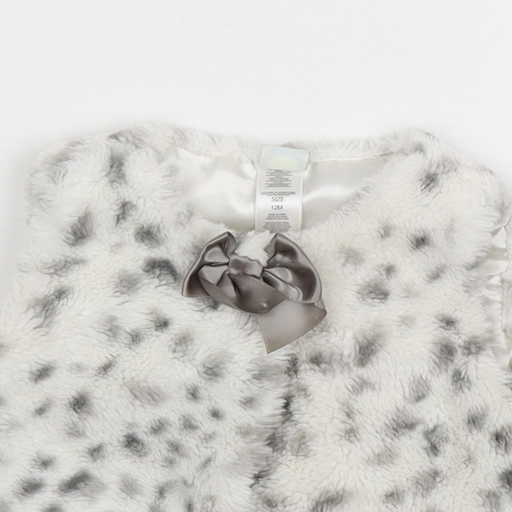 Little Me Baby White Animal Print  Gilet Jacket Size 12 Months