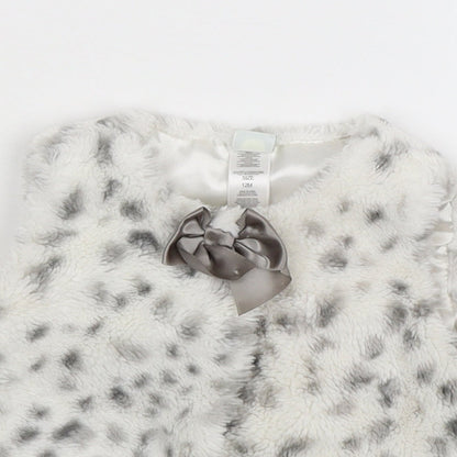 Little Me Baby White Animal Print  Gilet Jacket Size 12 Months