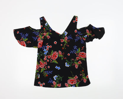Womens UK Size 8 Peacocks Black Basic Blouse