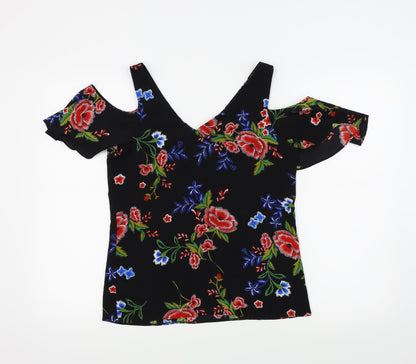 Womens UK Size 8 Peacocks Black Basic Blouse