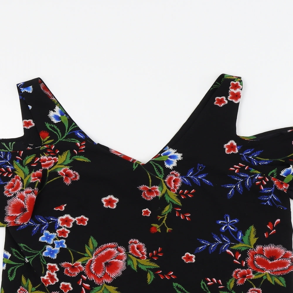 Womens UK Size 8 Peacocks Black Basic Blouse