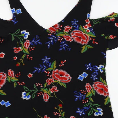 Womens UK Size 8 Peacocks Black Basic Blouse