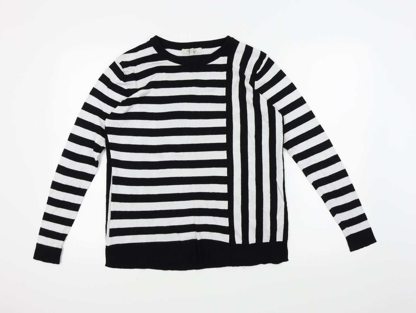 Peacocks Womens Black Striped  Pullover Jumper Size 8