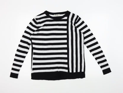 Peacocks Womens Black Striped  Pullover Jumper Size 8