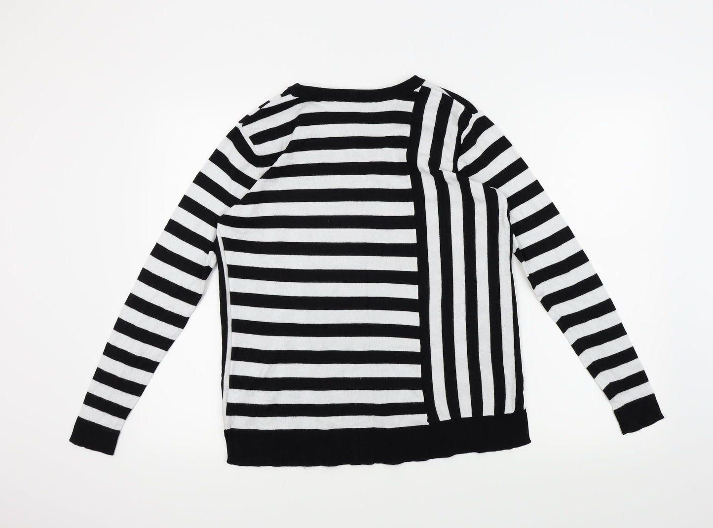 Peacocks Womens Black Striped  Pullover Jumper Size 8