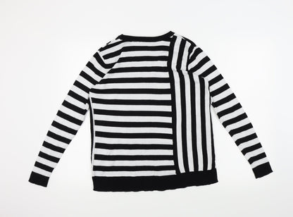 Peacocks Womens Black Striped  Pullover Jumper Size 8