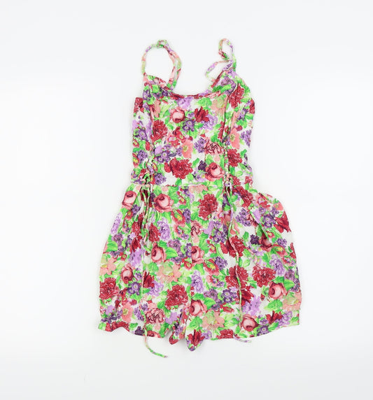 Bershka Womens Green Floral  Romper One-Piece Size S