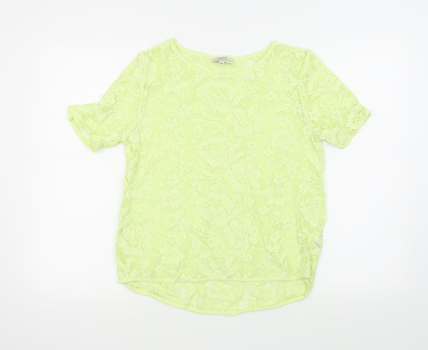Womens UK Size 10 Papaya Yellow Basic T-Shirt