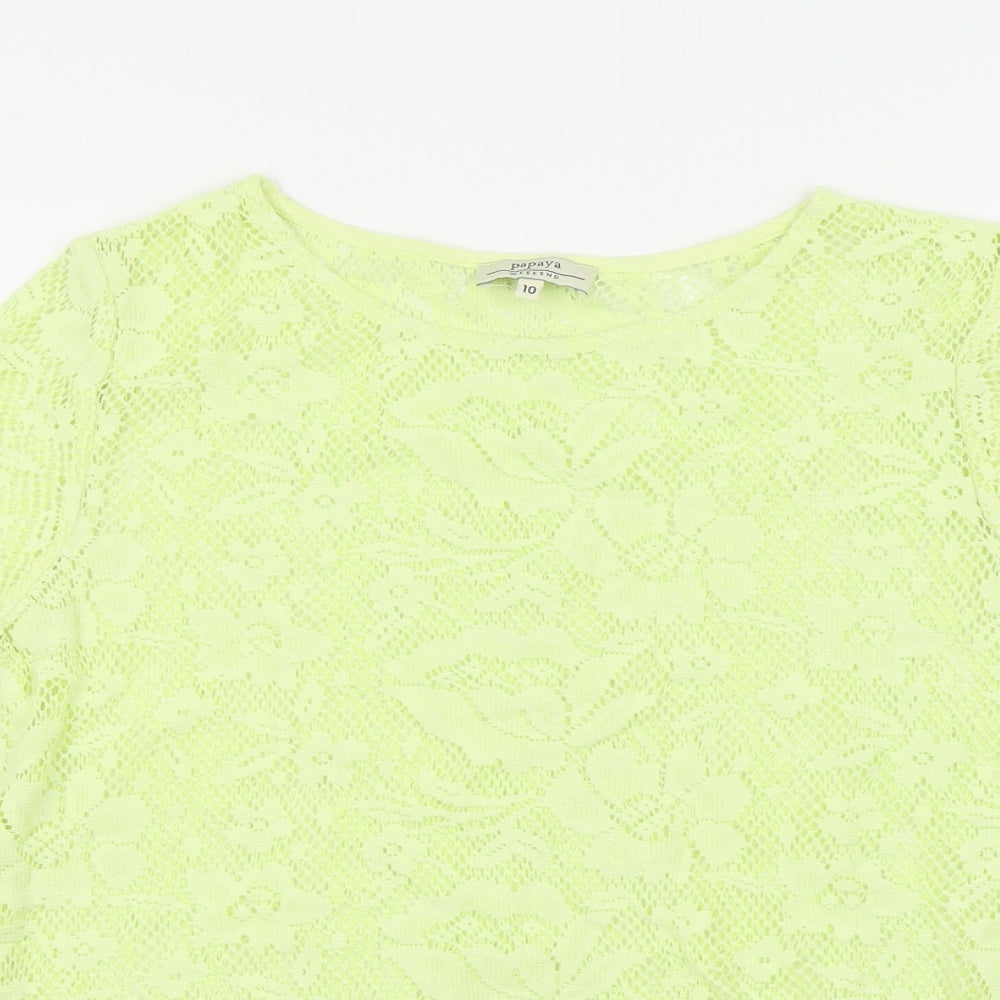 Womens UK Size 10 Papaya Yellow Basic T-Shirt