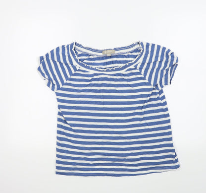 Anthology Womens Blue Striped  Basic T-Shirt Size 14
