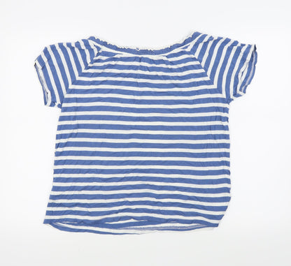 Anthology Womens Blue Striped  Basic T-Shirt Size 14