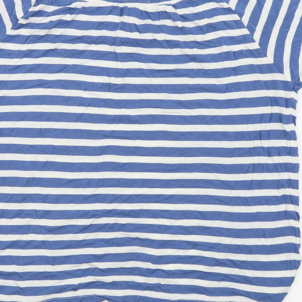 Anthology Womens Blue Striped  Basic T-Shirt Size 14