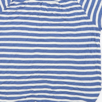 Anthology Womens Blue Striped  Basic T-Shirt Size 14