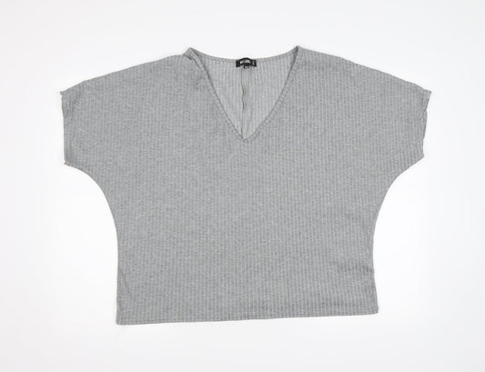 Womens UK Size 12 Missguided Grey Basic T-Shirt