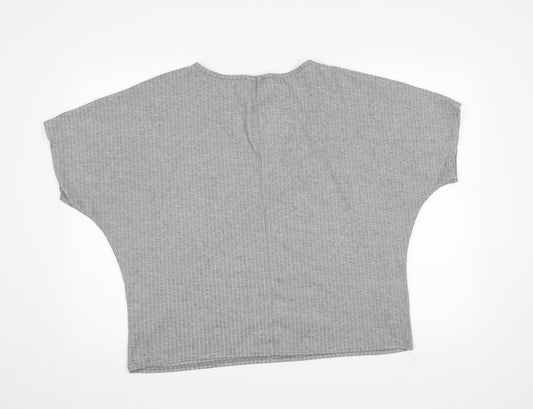 Womens UK Size 12 Missguided Grey Basic T-Shirt