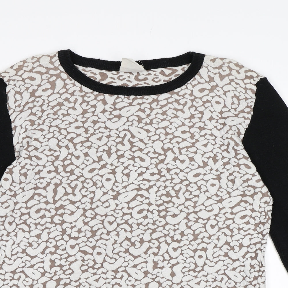 Subtitled Womens Brown Animal Print Knit Pullover Jumper Size 10