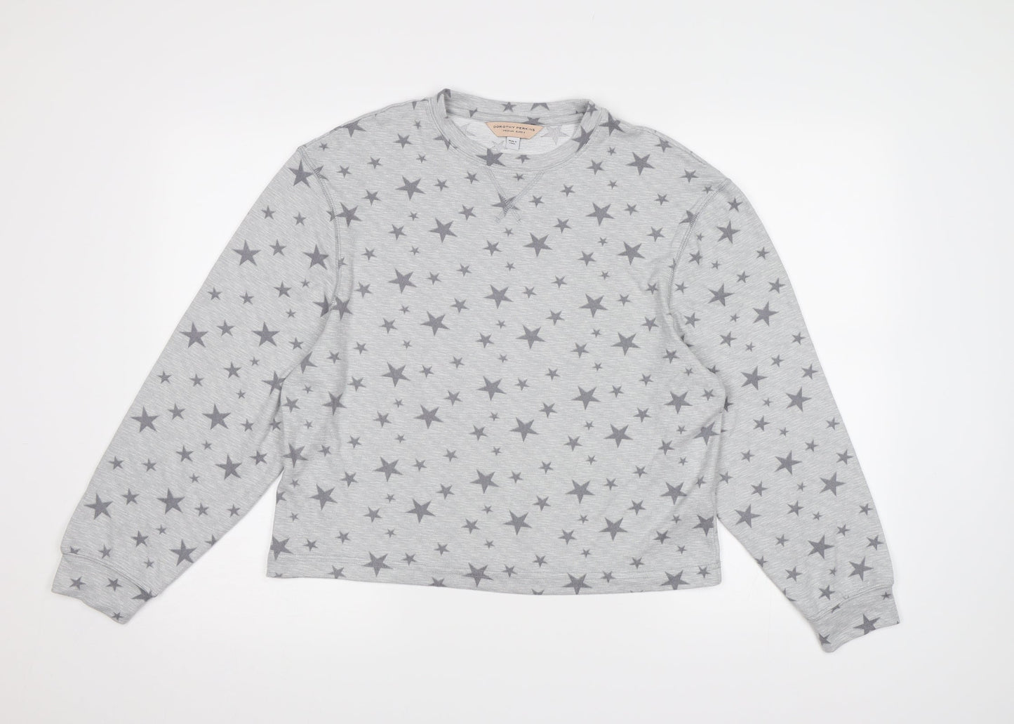 Dorothy Perkins Womens Grey  Fleece Top Pyjama Top Size M  - Star pattern