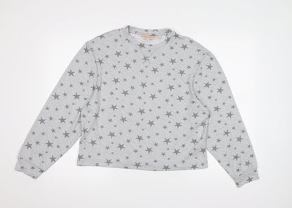 Dorothy Perkins Womens Grey  Fleece Top Pyjama Top Size M  - Star pattern
