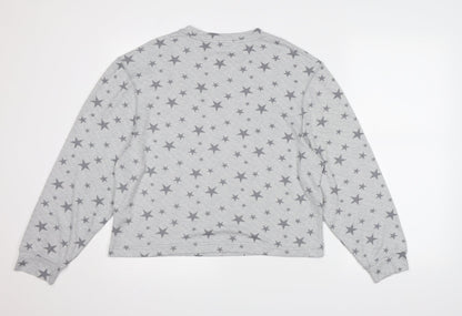 Dorothy Perkins Womens Grey  Fleece Top Pyjama Top Size M  - Star pattern