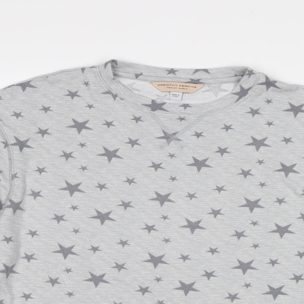 Dorothy Perkins Womens Grey  Fleece Top Pyjama Top Size M  - Star pattern