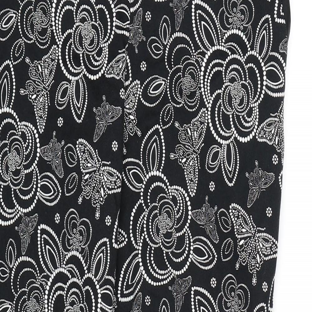 TU Womens Black Floral  Trousers  Size 10 L26 in