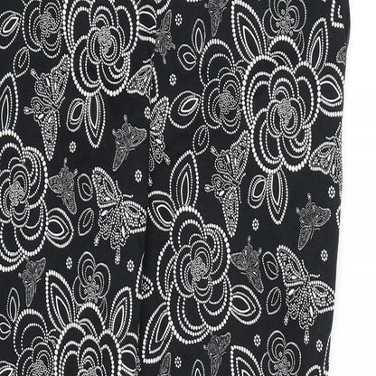 TU Womens Black Floral  Trousers  Size 10 L26 in