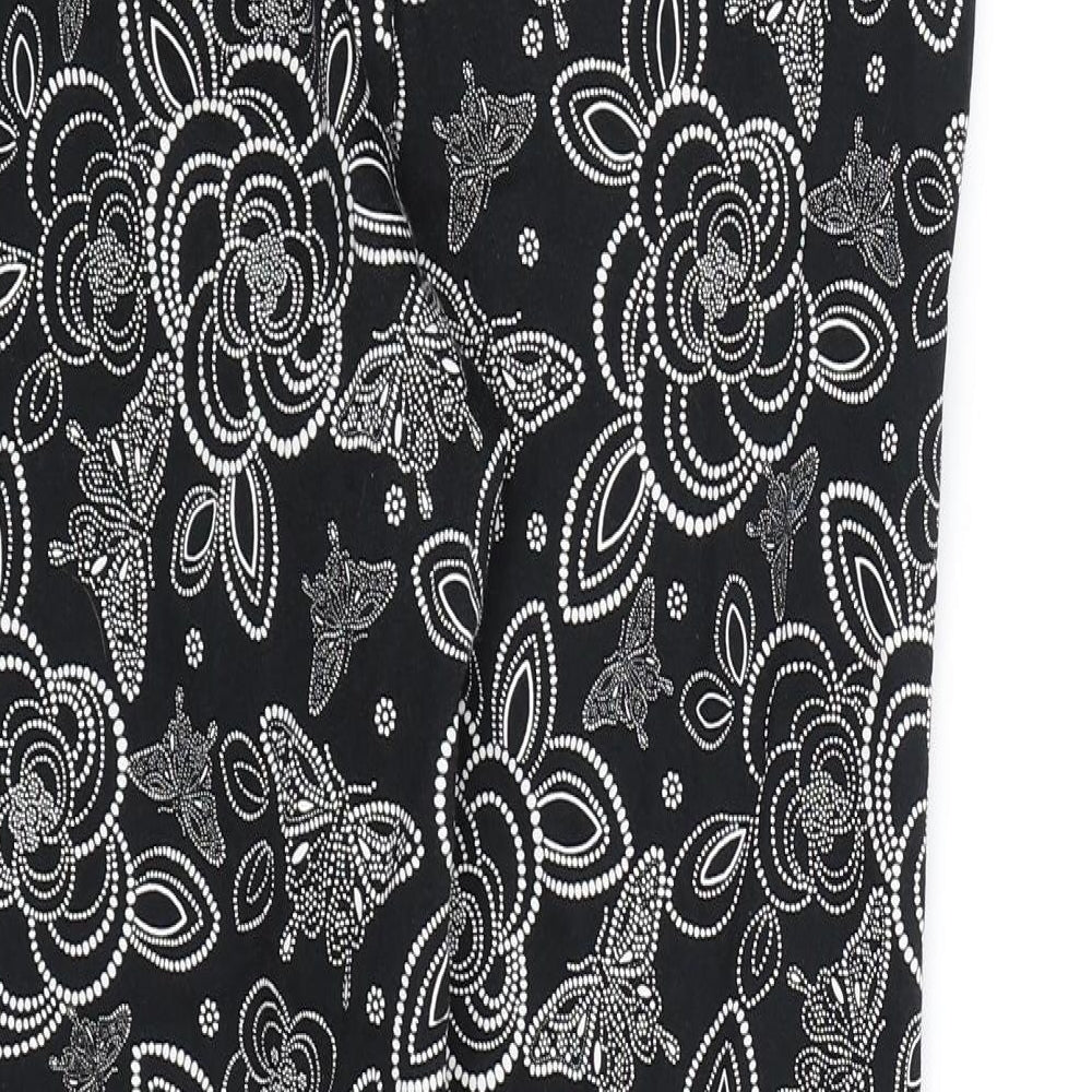 TU Womens Black Floral  Trousers  Size 10 L26 in