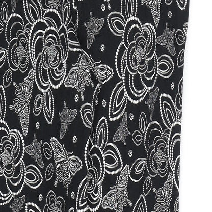 TU Womens Black Floral  Trousers  Size 10 L26 in