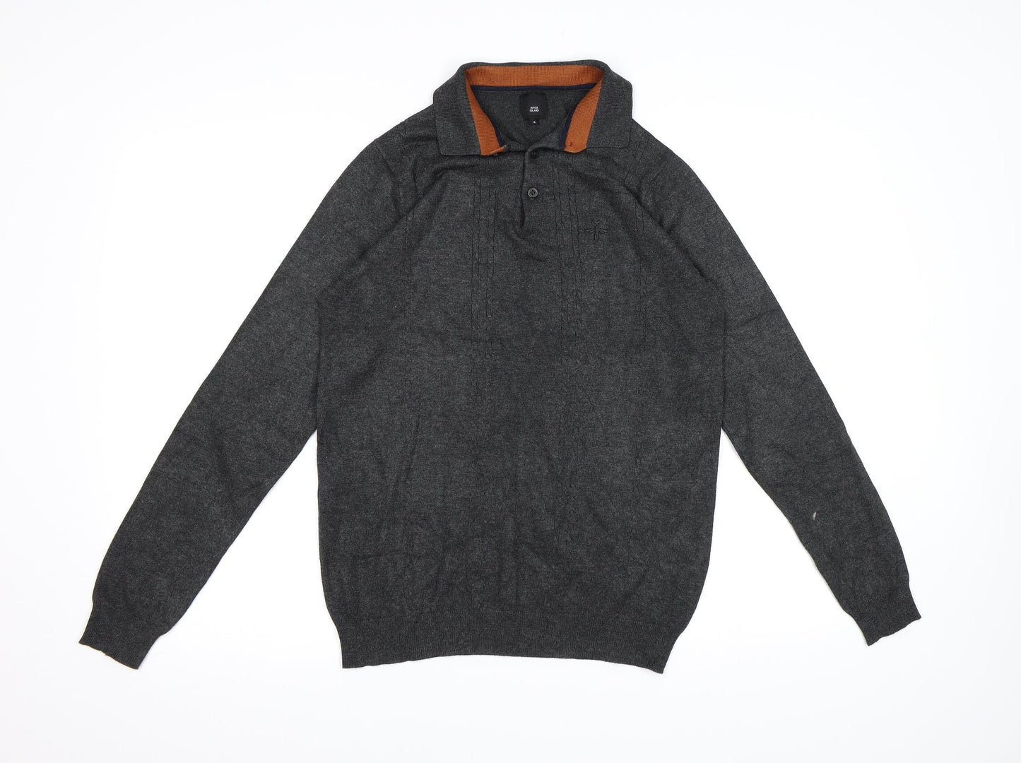 River Island Mens Grey  Knit Pullover Jumper Size S