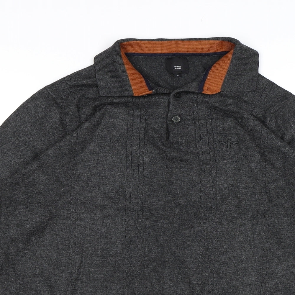 River Island Mens Grey  Knit Pullover Jumper Size S