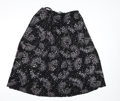 Sukhmani Womens Black Floral  A-Line Skirt