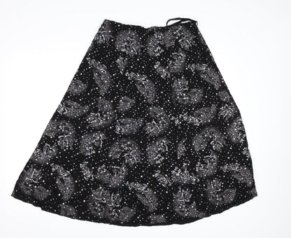 Sukhmani Womens Black Floral  A-Line Skirt