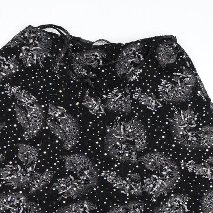 Sukhmani Womens Black Floral  A-Line Skirt