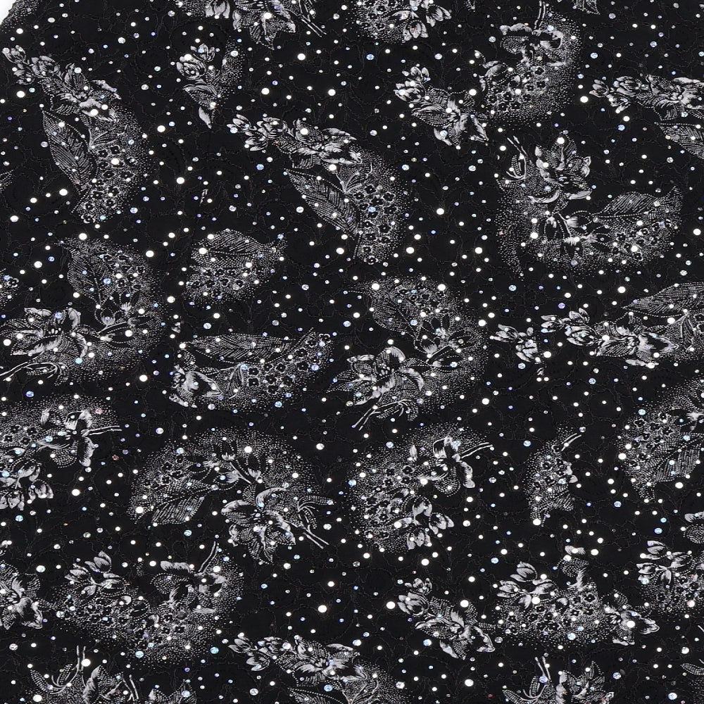 Sukhmani Womens Black Floral  A-Line Skirt