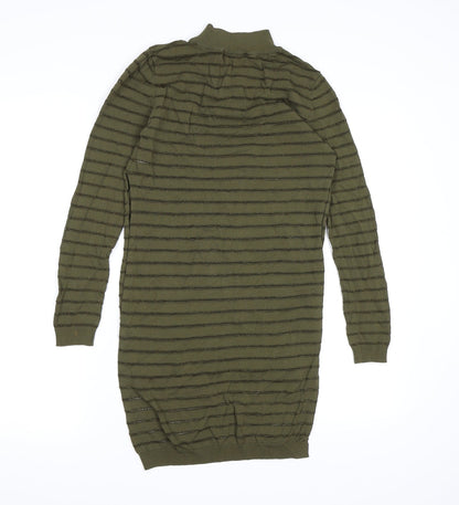Missguided Womens Green Striped Knit Pullover Jumper Size 10