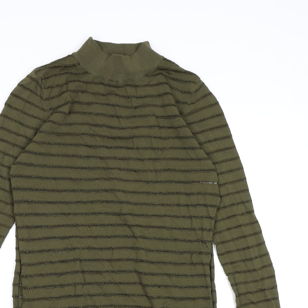 Missguided Womens Green Striped Knit Pullover Jumper Size 10