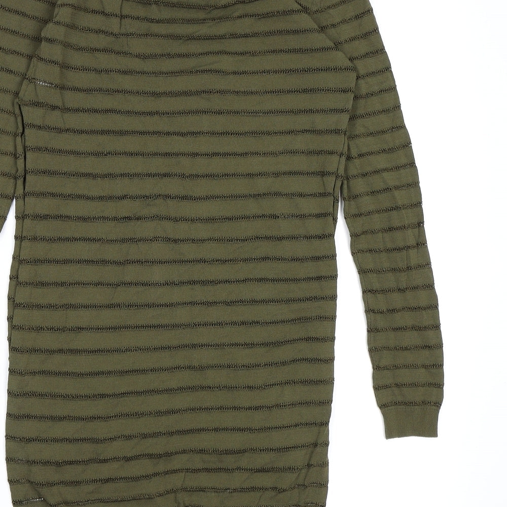 Missguided Womens Green Striped Knit Pullover Jumper Size 10
