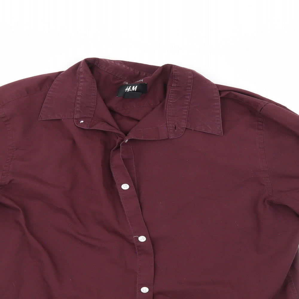 Mens UK Size M H&M Red  Button-Up Long Sleeve Casual Shirt