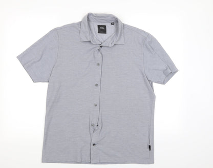 Mens UK Size M Burton Grey  Button-Up Short Sleeve Casual Shirt