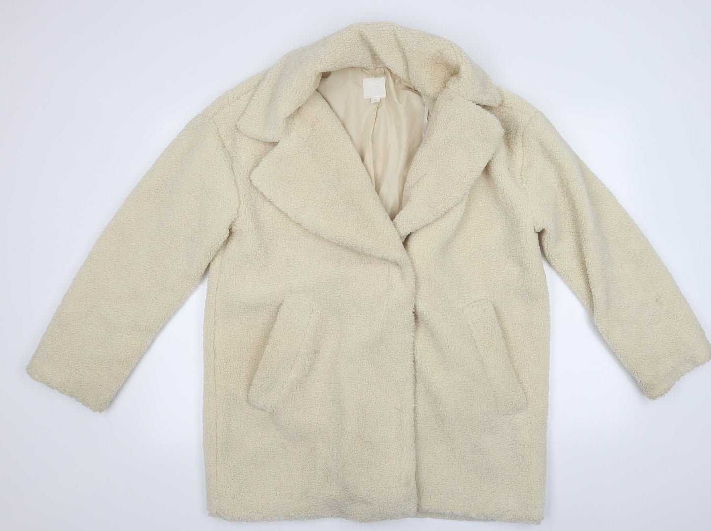 H&M Womens White   Windbreaker Coat Size S  - Sheep Skin Look