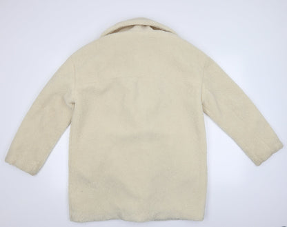 H&M Womens White   Windbreaker Coat Size S  - Sheep Skin Look