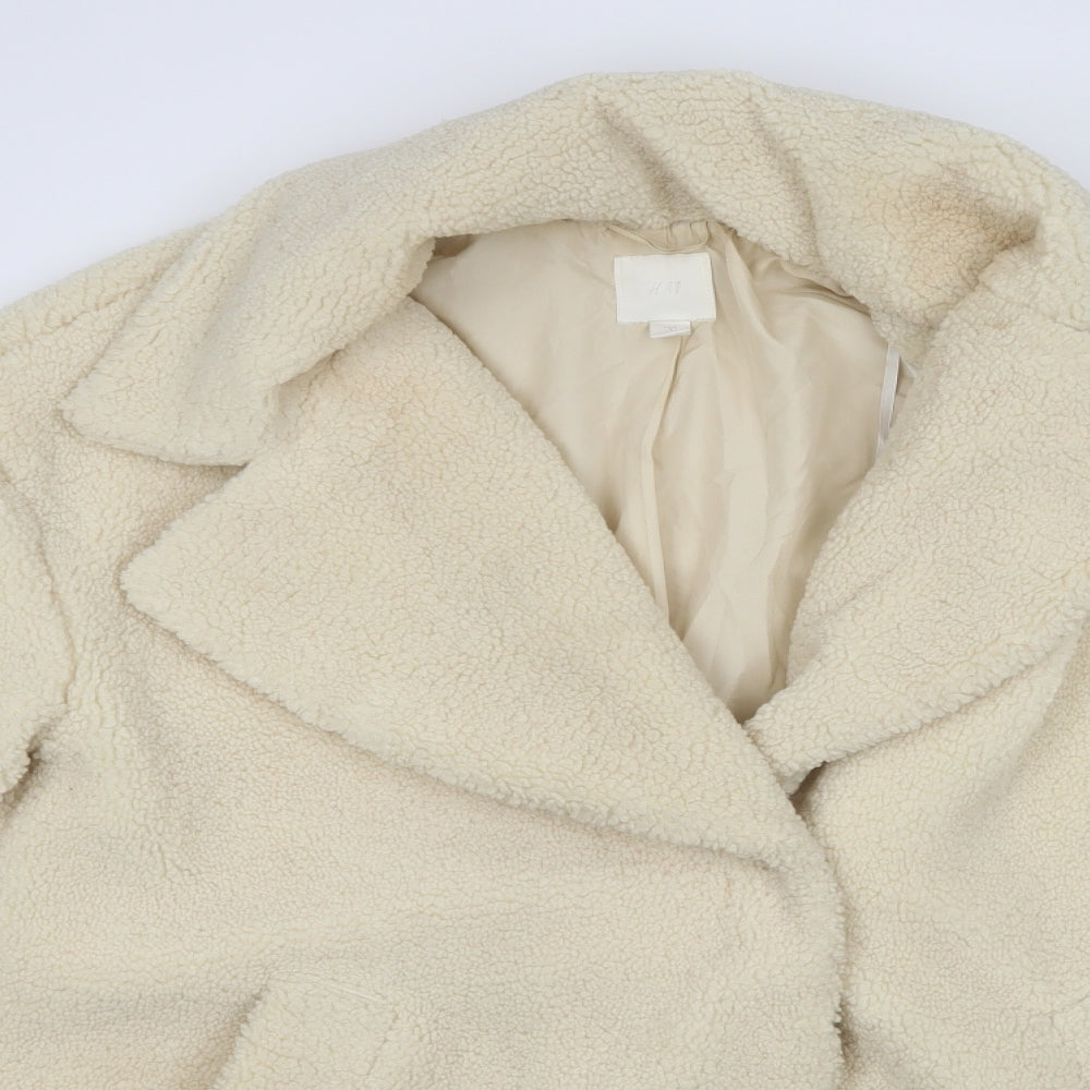 H&M Womens White   Windbreaker Coat Size S  - Sheep Skin Look