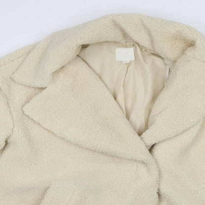 H&M Womens White   Windbreaker Coat Size S  - Sheep Skin Look