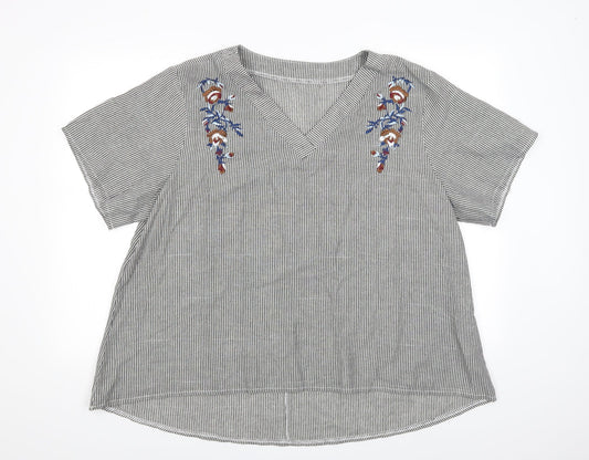 SheIn Womens Multicoloured Striped  Tunic Blouse