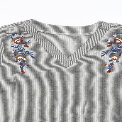 SheIn Womens Multicoloured Striped  Tunic Blouse